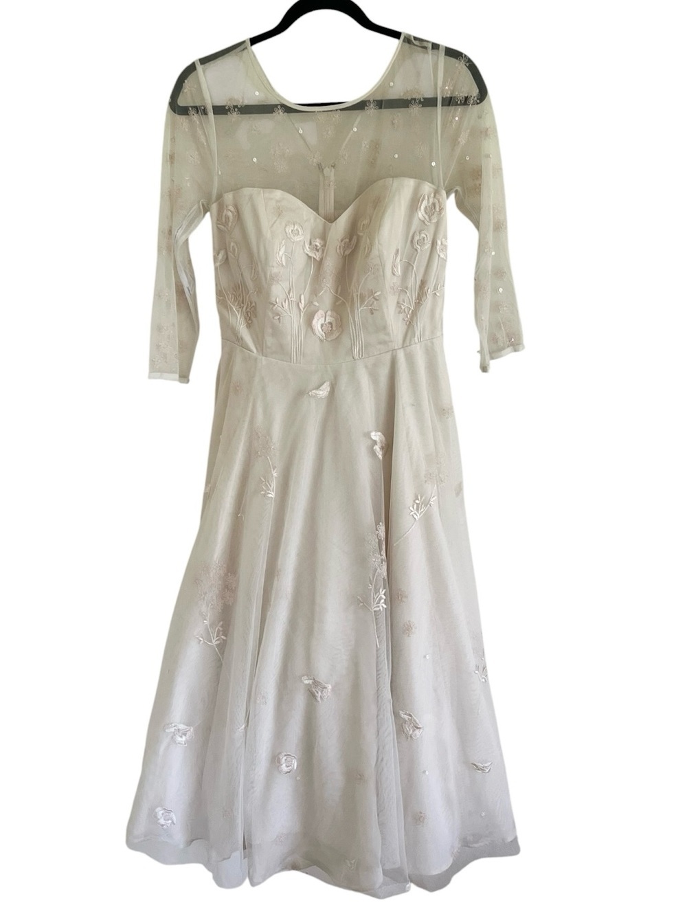 ModCloth Beige Dream Celebration Fit & Flare Floral Lace Wedding Dress NWT Med